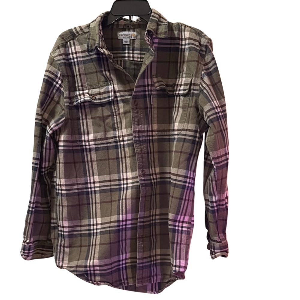 Carhartt Green Plaid Flannel Men's Shirt sz. M Original Fit long sleeve